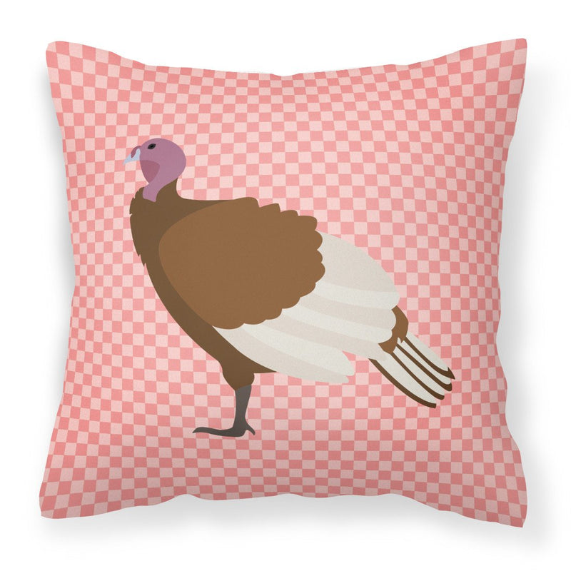 Bourbon Red Turkey Hen Pink Check Fabric Decorative Pillow BB7982PW1818