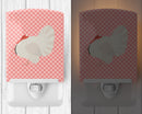 White Holland Turkey Pink Check Ceramic Night Light Compact, UL-Certified, Ideal for Bedroom, Bathroom, Nursery, Hallway, Kitchen, 6x4x3, Multicolor