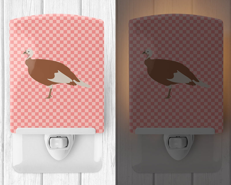 Jersey Buff Turkey Hen Pink Check Ceramic Night Light BB7984CNL