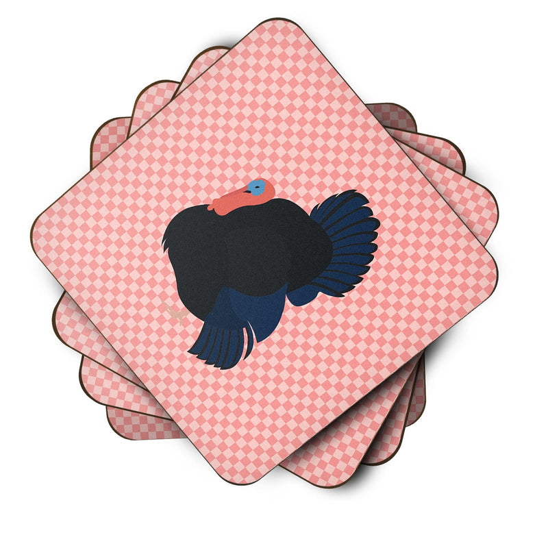 Norfolk Black Turkey Pink Check Foam Coaster Set of 4 BB7985FC