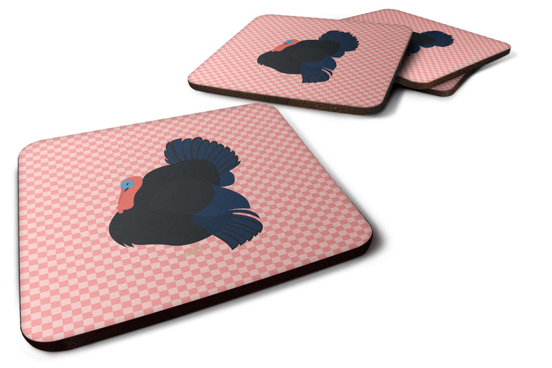 Norfolk Black Turkey Pink Check Foam Coaster Set of 4 BB7985FC