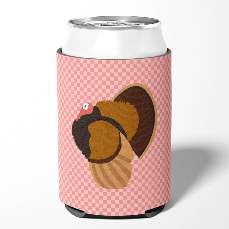 Bronze Turkey Pink Check Can or Bottle Hugger BB7986CC