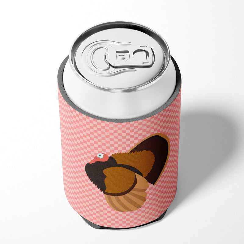 Bronze Turkey Pink Check Can or Bottle Hugger BB7986CC