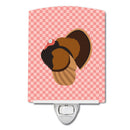 Bronze Turkey Pink Check Ceramic Night Light Compact, UL-Certified, Ideal for Bedroom, Bathroom, Nursery, Hallway, Kitchen, 6x4x3, Multicolor