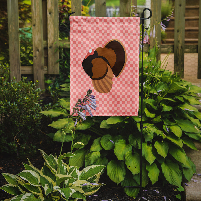 Bronze Turkey Pink Check Garden Flag - Outdoor Decorative Yard Flag