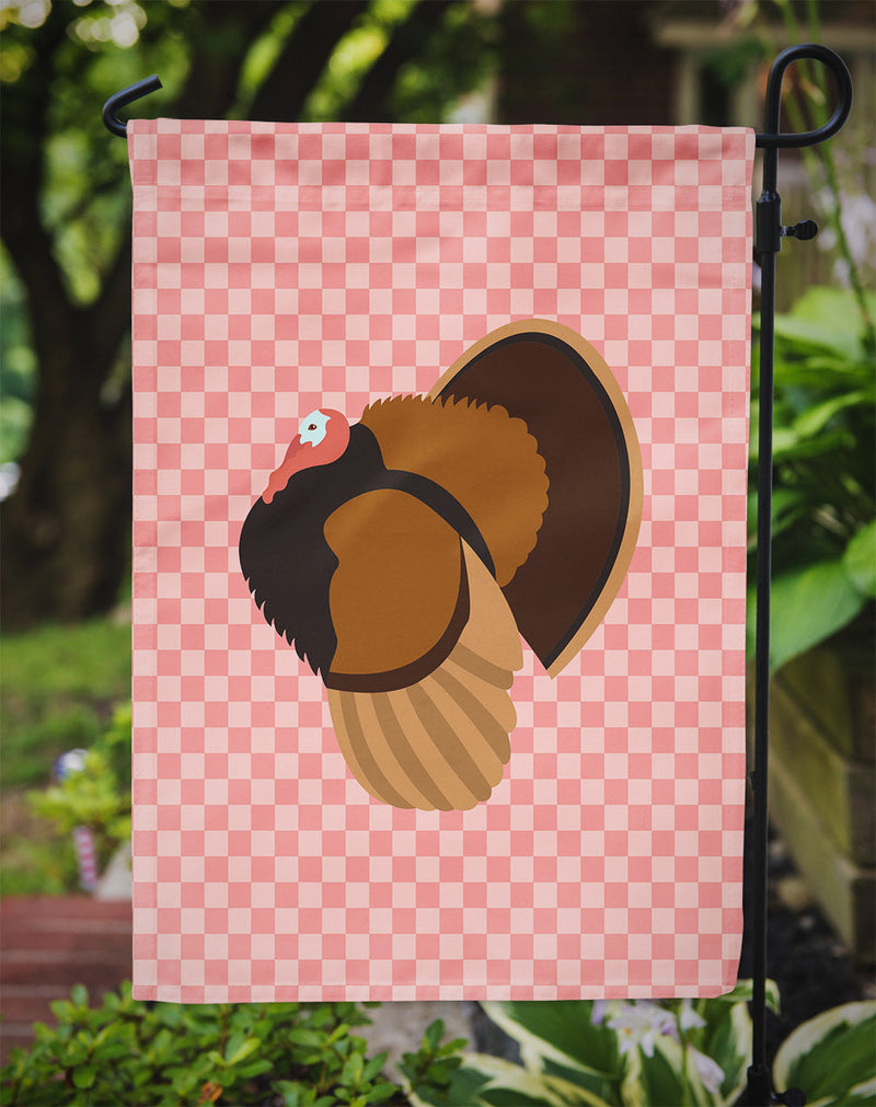 Bronze Turkey Pink Check Garden Flag - Outdoor Decorative Yard Flag