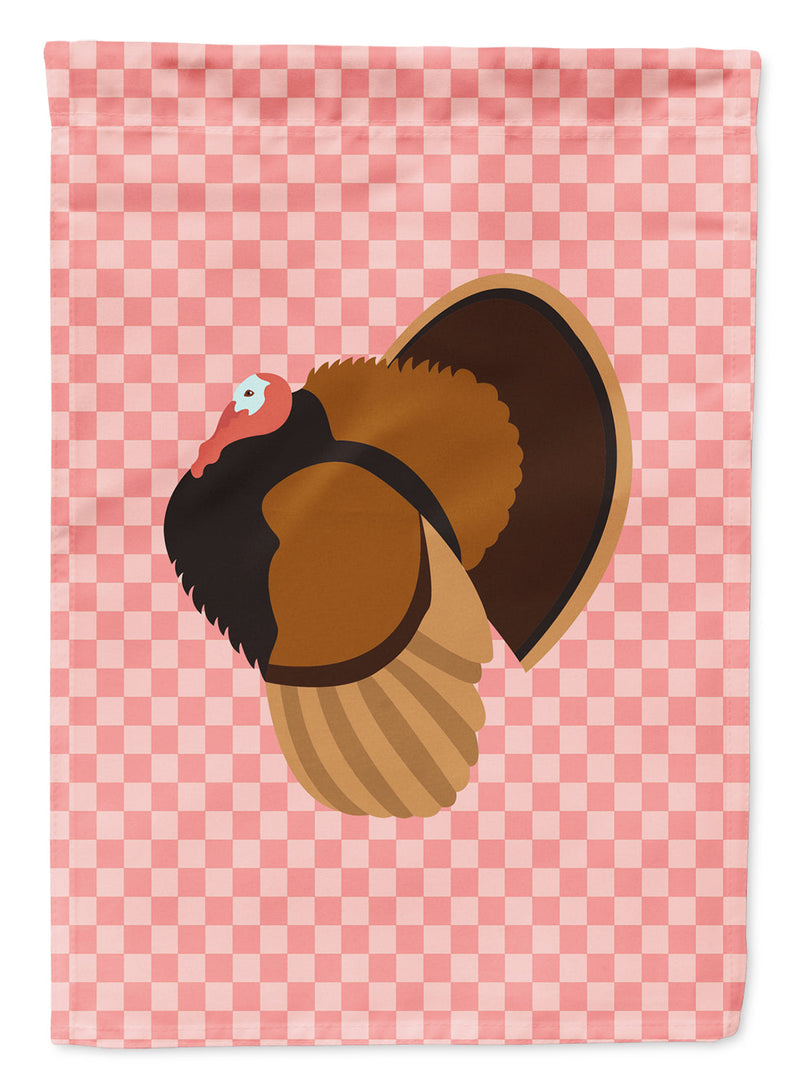 Bronze Turkey Pink Check Garden Flag - Outdoor Decorative Yard Flag
