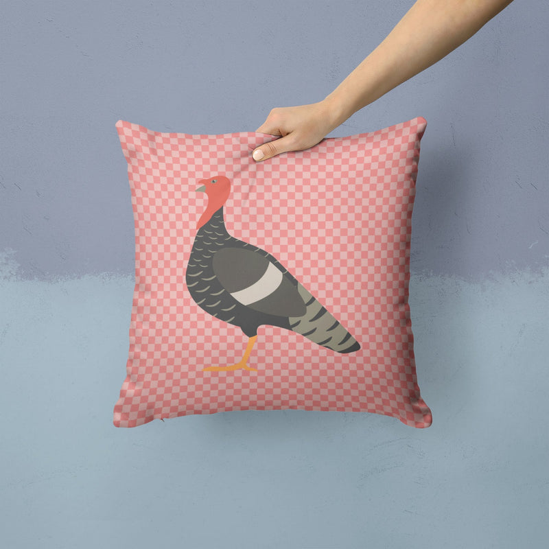 Marragansett Turkey Pink Check Fabric Decorative Pillow BB7987PW1414