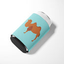 Bactrian Camel Blue Check Can or Bottle Hugger Cooler Sleeve for Standard 12 oz Cans, Insulated Foam Beer & Soda Can Hugger Reusable