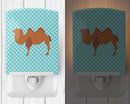 Bactrian Camel Blue Check Ceramic Night Light Compact, UL-Certified, Ideal for Bedroom, Bathroom, Nursery, Hallway, Kitchen, 6x4x3, Multicolor