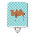 Bactrian Camel Blue Check Ceramic Night Light Compact, UL-Certified, Ideal for Bedroom, Bathroom, Nursery, Hallway, Kitchen, 6x4x3, Multicolor