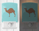 F1 Hybrid Camel Blue Check Ceramic Night Light Compact, UL-Certified, Ideal for Bedroom, Bathroom, Nursery, Hallway, Kitchen, 6x4x3, Multicolor
