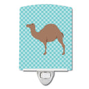 F1 Hybrid Camel Blue Check Ceramic Night Light Compact, UL-Certified, Ideal for Bedroom, Bathroom, Nursery, Hallway, Kitchen, 6x4x3, Multicolor