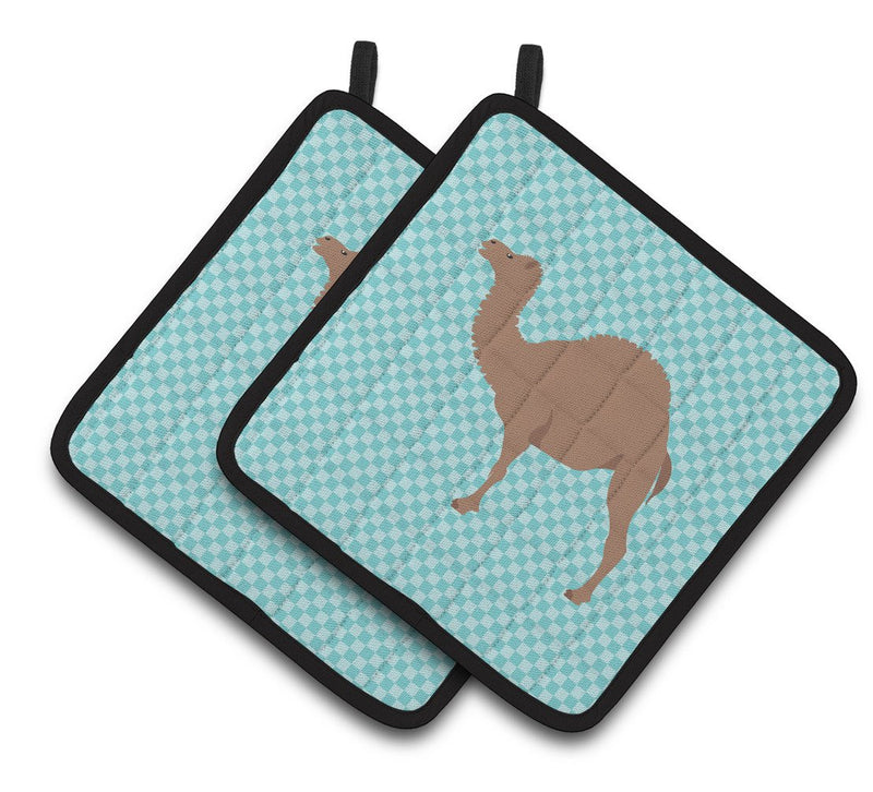 F1 Hybrid Camel Blue Check Pair of Pot Holders BB7993PTHD