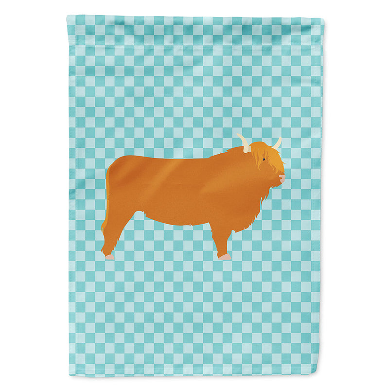 Highland Cow Blue Check Flag Canvas House Size BB7994CHF