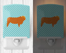 Highland Cow Blue Check Ceramic Night Light Compact, UL-Certified, Ideal for Bedroom, Bathroom, Nursery, Hallway, Kitchen, 6x4x3, Multicolor