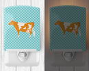 Guernsey Cow Blue Check Ceramic Night Light Compact, UL-Certified, Ideal for Bedroom, Bathroom, Nursery, Hallway, Kitchen, 6x4x3, Multicolor