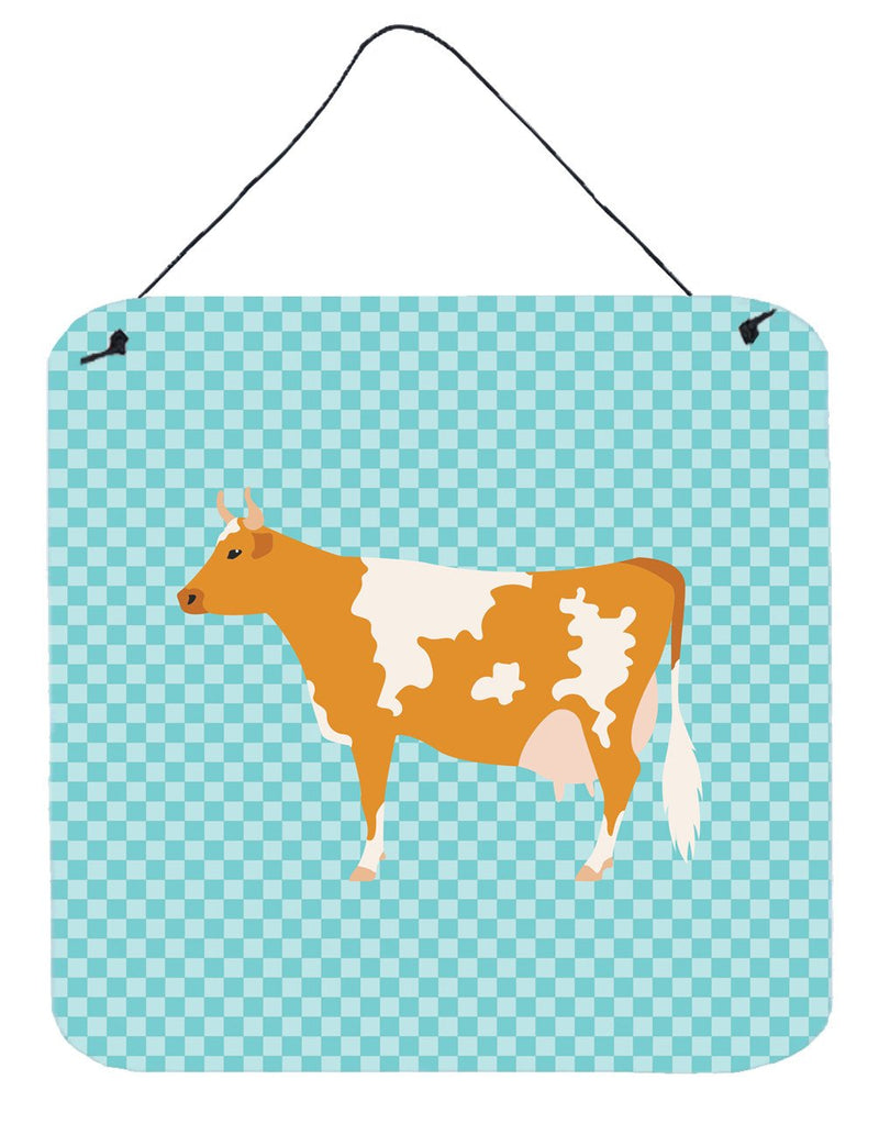 Guernsey Cow Blue Check Wall or Door Hanging Prints BB7995DS66