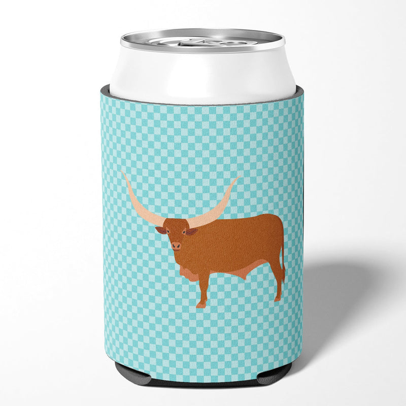 Ankole-Watusu Cow Blue Check Can or Bottle Hugger BB7997CC