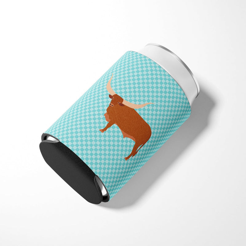 Ankole-Watusu Cow Blue Check Can or Bottle Hugger BB7997CC