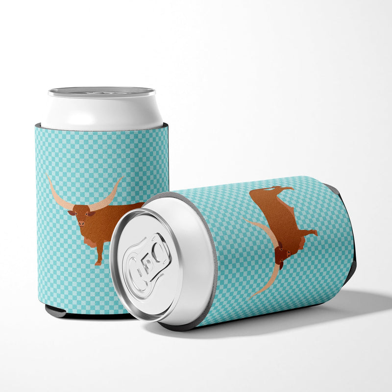 Ankole-Watusu Cow Blue Check Can or Bottle Hugger BB7997CC