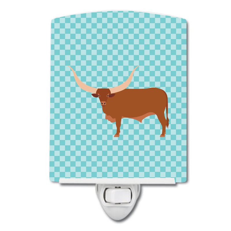 Ankole-Watusu Cow Blue Check Ceramic Night Light BB7997CNL