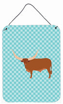 Ankole-Watusu Cow Blue Check Wall or Door Hanging Prints BB7997DS1216