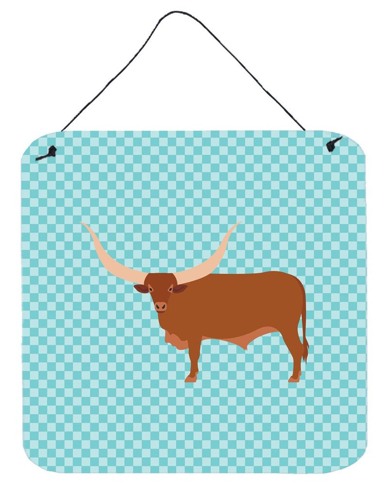 Ankole-Watusu Cow Blue Check Wall or Door Hanging Prints BB7997DS66