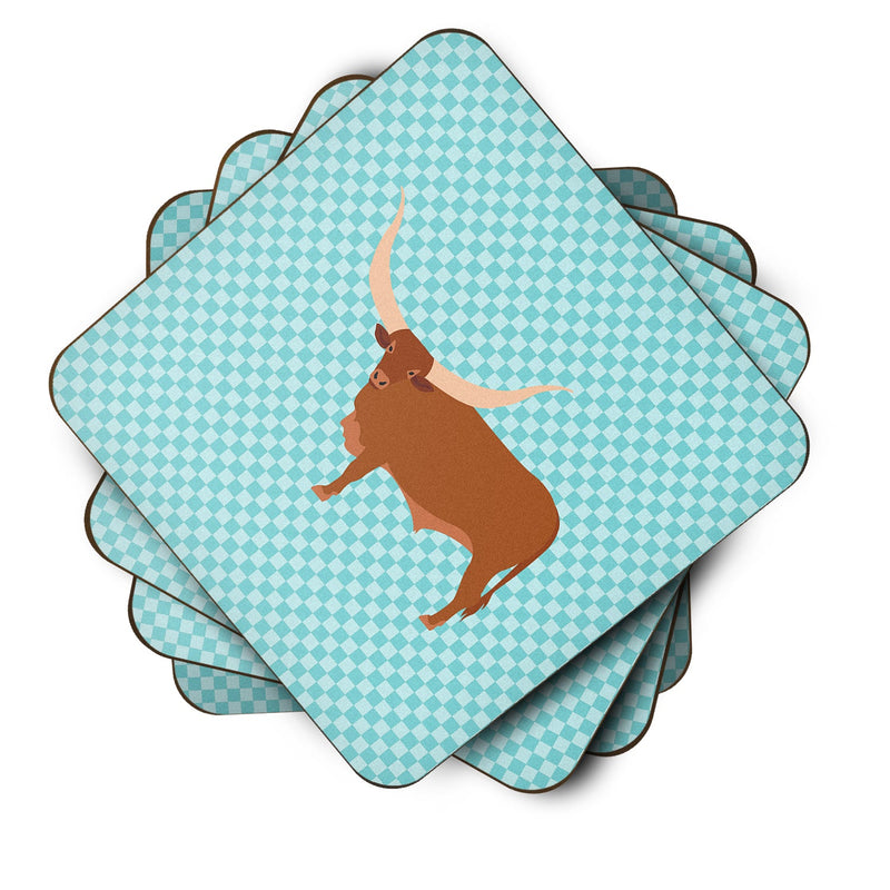 Ankole-Watusu Cow Blue Check Foam Coaster  BB7997FC
