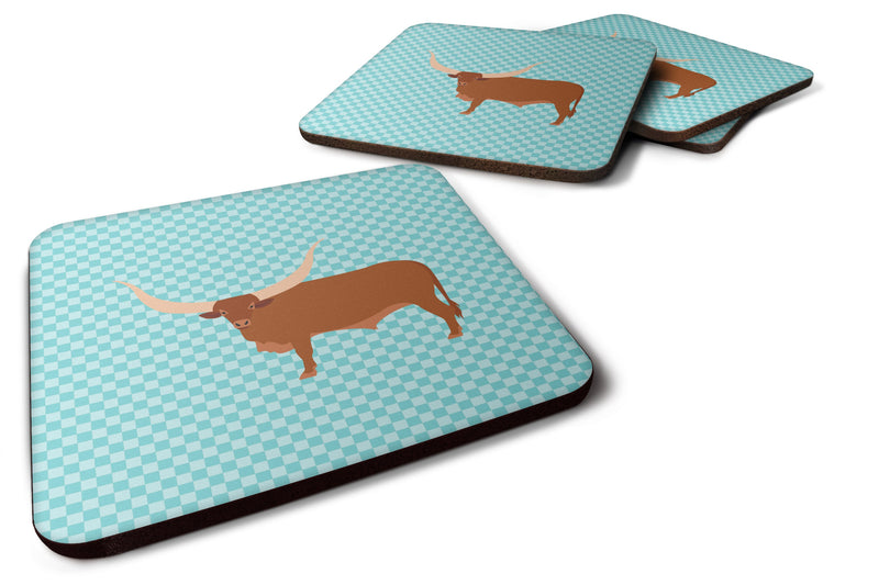 Ankole-Watusu Cow Blue Check Foam Coaster  BB7997FC