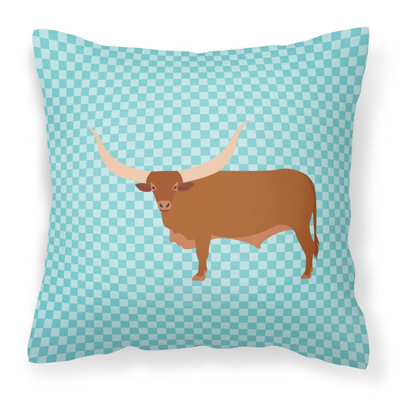 Ankole-Watusu Cow Blue Check Fabric Decorative Pillow BB7997PW1818