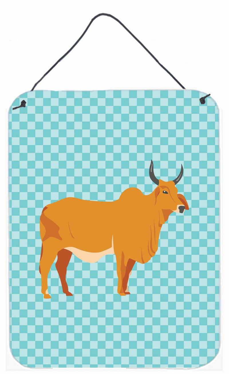 Zebu Indicine Cow Blue Check Wall or Door Hanging Prints BB7999DS1216