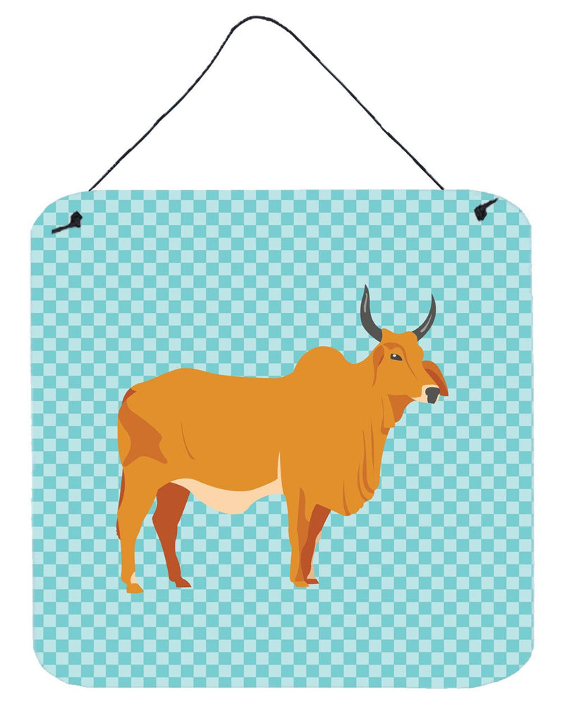 Zebu Indicine Cow Blue Check Wall or Door Hanging Prints BB7999DS66