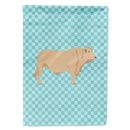 Charolais Cow Blue Check House Flag 28x40 Porch Sleeve Pole Decorative Outside Yard Banner Artwork Wall Hanging, Polyester