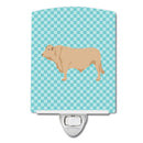 Charolais Cow Blue Check Ceramic Night Light Compact, UL-Certified, Ideal for Bedroom, Bathroom, Nursery, Hallway, Kitchen, 6x4x3, Multicolor