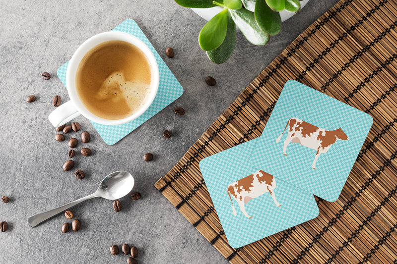 Ayrshire Cow Blue Check Foam Coaster Set of 4 BB8001FC