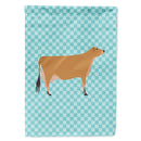 Jersey Cow Blue Check House Flag 28x40 Porch Sleeve Pole Decorative Outside Yard Banner Artwork Wall Hanging, Polyester