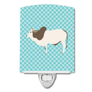 Malvi Cow Blue Check Ceramic Night Light Compact, UL-Certified, Ideal for Bedroom, Bathroom, Nursery, Hallway, Kitchen, 6x4x3, Multicolor
