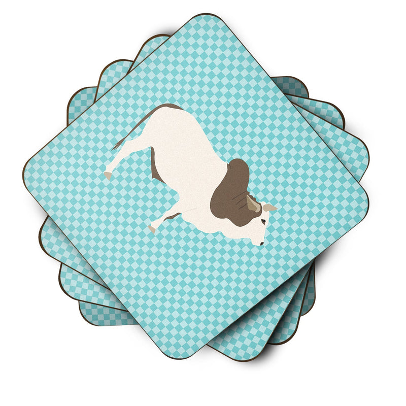 Malvi Cow Blue Check Foam Coaster Set of 4 BB8004FC