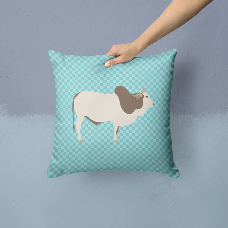 Malvi Cow Blue Check Fabric Decorative Pillow BB8004PW1414