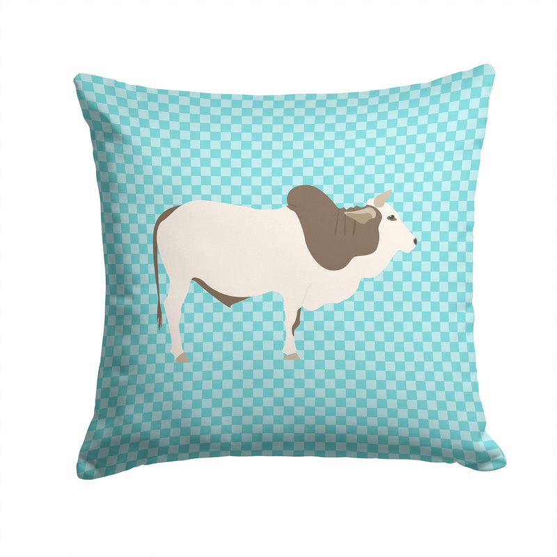 Malvi Cow Blue Check Fabric Decorative Pillow BB8004PW1414