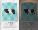 Belted Galloway Cow Blue Check Ceramic Night Light Compact, UL-Certified, Ideal for Bedroom, Bathroom, Nursery, Hallway, Kitchen, 6x4x3, Multicolor