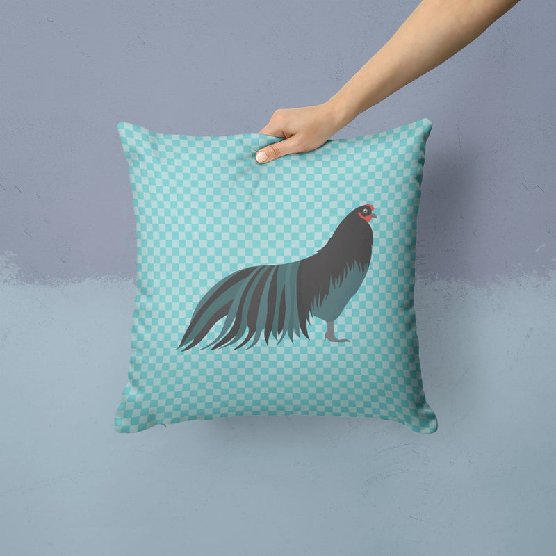 Sumatra Chicken Blue Check Fabric Decorative Pillow BB8007PW1414