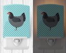 Jersey Giant Chicken Blue Check Ceramic Night Light Compact, UL-Certified, Ideal for Bedroom, Bathroom, Nursery, Hallway, Kitchen, 6x4x3, Multicolor