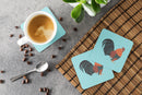 Dutch Bantam Chicken Blue Check Foam Coasters Set of 4 Cup Coasters for Indoor Outdoor, Tabletop Protection, Anti Slip, Mouse pad Material