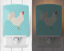 Leghorn Chicken Blue Check Ceramic Night Light Compact, UL-Certified, Ideal for Bedroom, Bathroom, Nursery, Hallway, Kitchen, 6x4x3, Multicolor