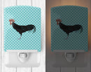 Minorca Ctalalan Chicken Blue Check Ceramic Night Light Compact, UL-Certified, Ideal for Bedroom, Bathroom, Nursery, Hallway, Kitchen, 6x4x3, Multicolor