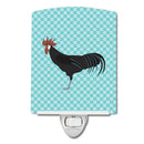 Minorca Ctalalan Chicken Blue Check Ceramic Night Light Compact, UL-Certified, Ideal for Bedroom, Bathroom, Nursery, Hallway, Kitchen, 6x4x3, Multicolor