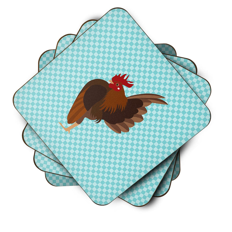 Malaysian Serama Chicken Blue Check Foam Coaster Set of 4 BB8016FC