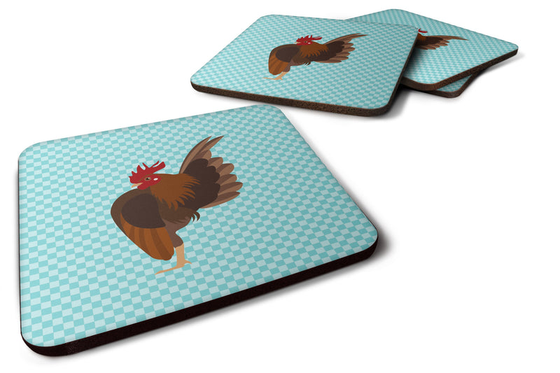 Malaysian Serama Chicken Blue Check Foam Coaster Set of 4 BB8016FC